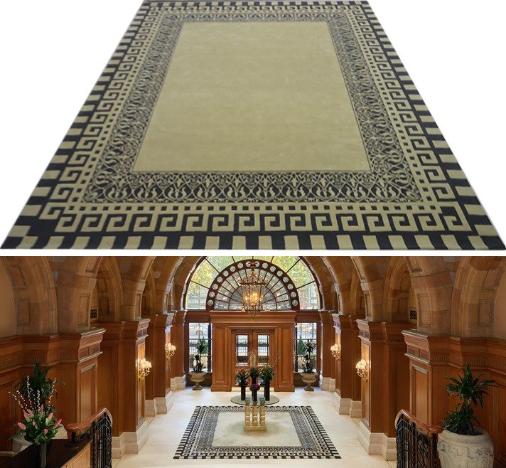 Custom rug with Greek key motif