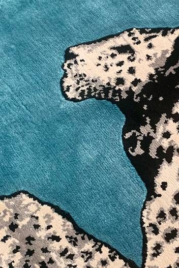 Leopards Blue Rug by Jimmie Martin