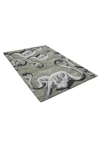 Flamingos Black & White on Silver Rug by Jimmie Martin